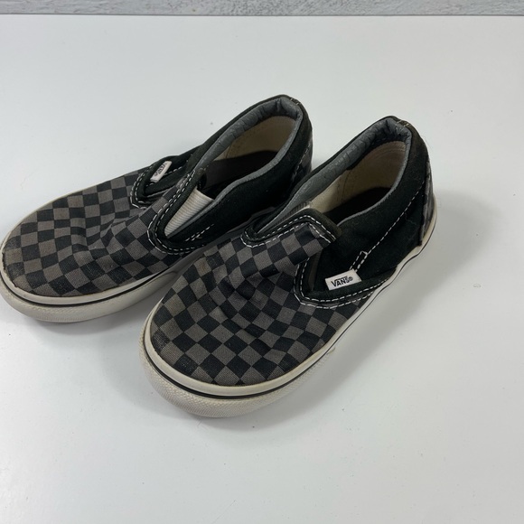 Vans Other - Vans Kids  Toddler Black and Gray Checkered Slip-On Sneakers, Size 9